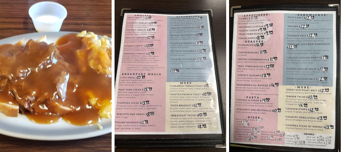 Stevie's Cafe Menu