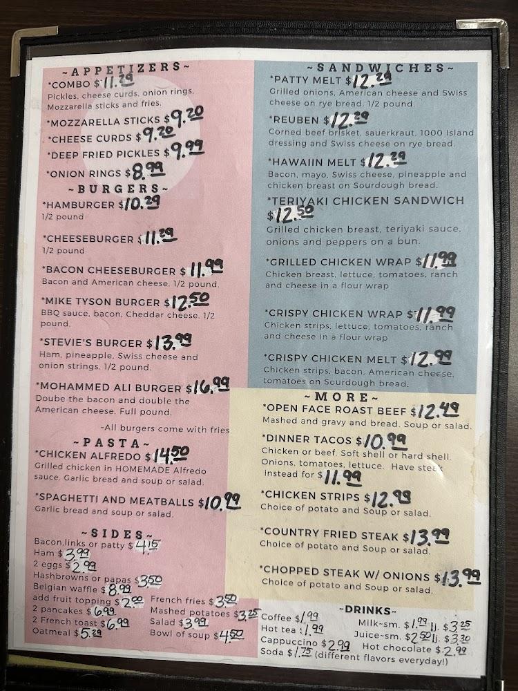 Stevie's Cafe Menu image 1