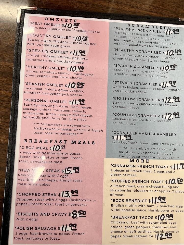 Stevie's Cafe Menu image 3